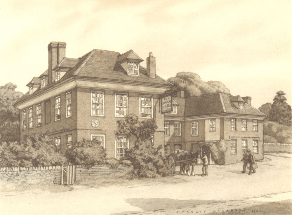 TETSWORTH. The Swan. Oxfordshire. By Stanley Anderson 1948 old vintage print
